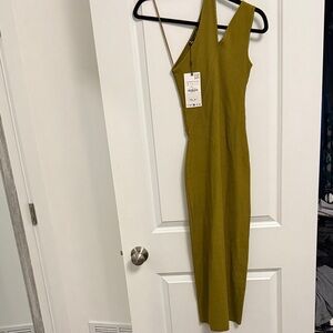 Zara One-Shoulder Mustard Dress